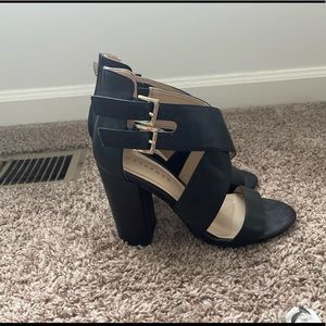 Black Crossover Block Heels